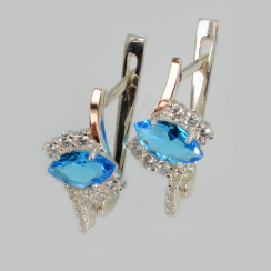 Серебряные серьги с золотыми вставками