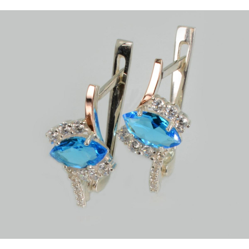 Серебряные серьги с золотыми вставками