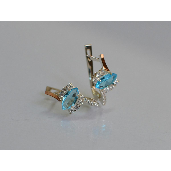 Серебряные серьги с золотыми вставками (171с)