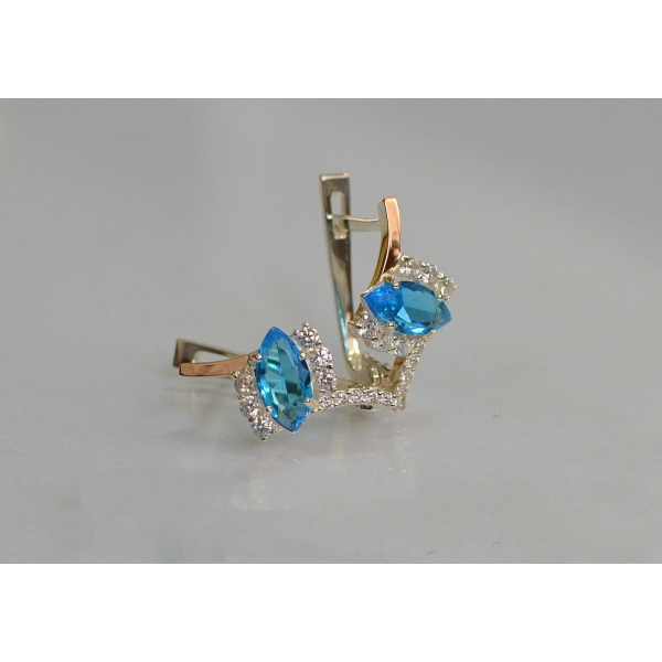 Серебряные серьги с золотыми вставками (171с)