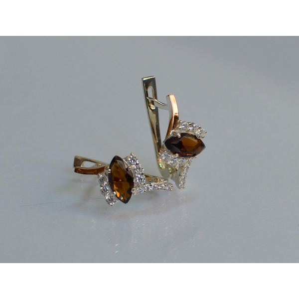 Серебряные серьги с золотыми вставками (171с)