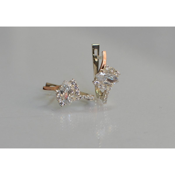 Серебряные серьги с золотыми вставками (171с)