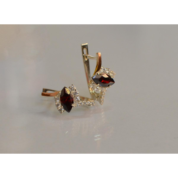 Серебряные серьги с золотыми вставками (171с)