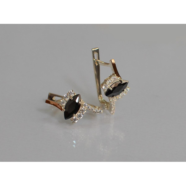 Серебряные серьги с золотыми вставками (171с)