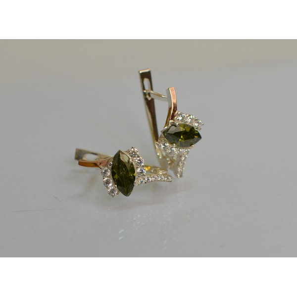 Серебряные серьги с золотыми вставками (171с)