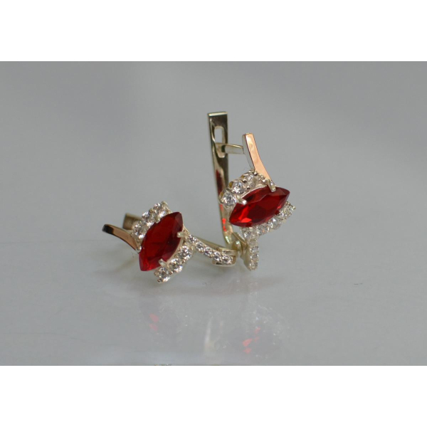 Серебряные серьги с золотыми вставками (171с)