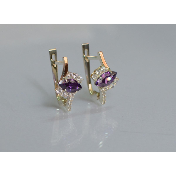 Серебряные серьги с золотыми вставками (171с)