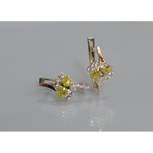 Серебряные серьги с золотыми вставками (171с)