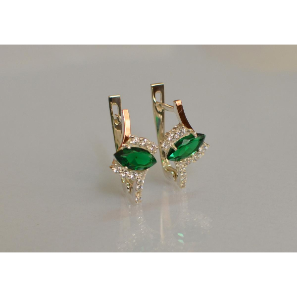 Серебряные серьги с золотыми вставками (171с)