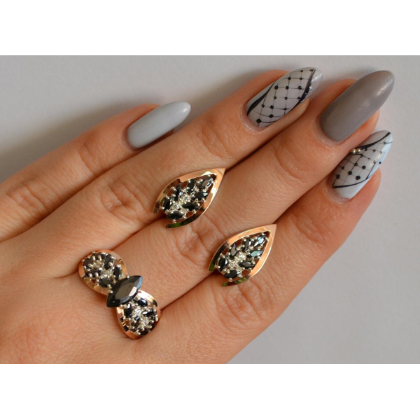 Серебряный набор с золотыми пластинами (172/2)