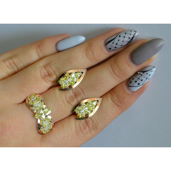 Серебряный набор с золотыми пластинами (172/2)