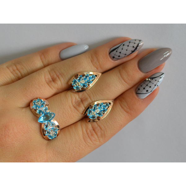 Серебряный набор с золотыми пластинами (172/2)