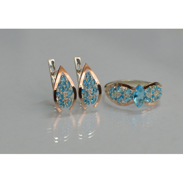 Серебряный набор с золотыми пластинами (172/2)