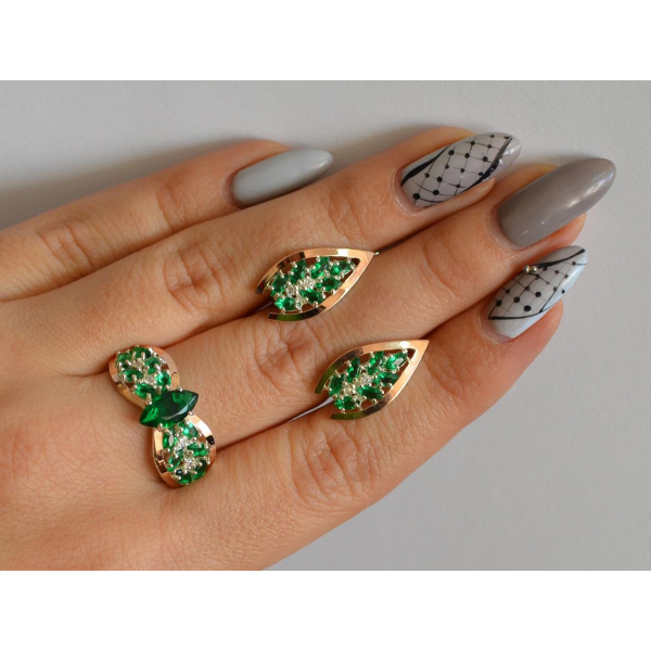 Серебряный набор с золотыми пластинами (172/2)