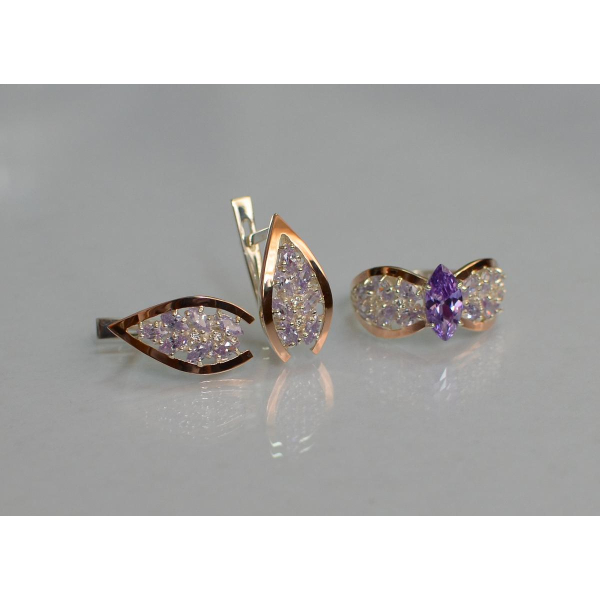 Серебряный набор с золотыми пластинами (172/2)