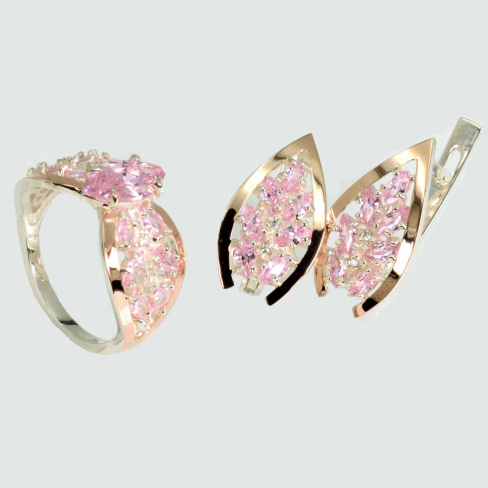 Серебряный набор с золотыми пластинами