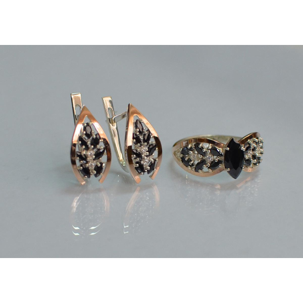 Серебряный набор с золотыми пластинами (172/2)