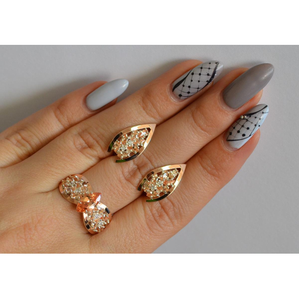 Серебряный набор с золотыми пластинами (172/2)