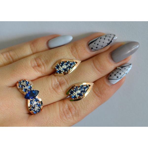 Серебряный набор с золотыми пластинами (172/2)