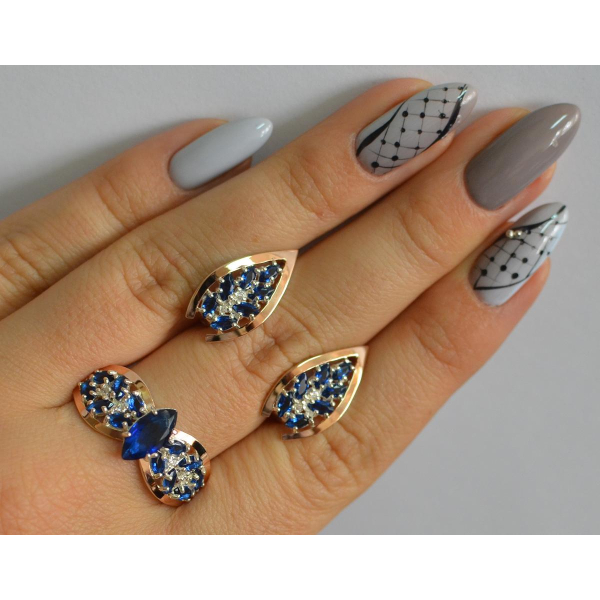 Серебряный набор с золотыми пластинами (172/2)