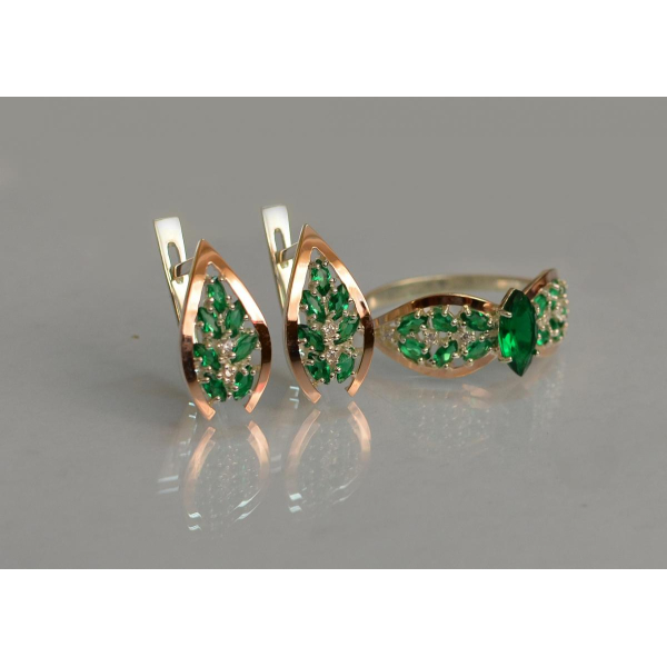 Серебряный набор с золотыми пластинами (172/2)