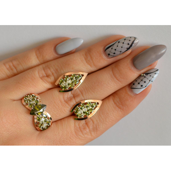 Серебряный набор с золотыми пластинами (172/2)