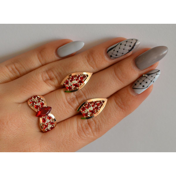 Серебряный набор с золотыми пластинами (172/2)