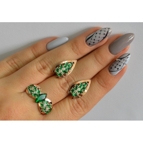 Серебряный набор с золотыми пластинами (172/2)