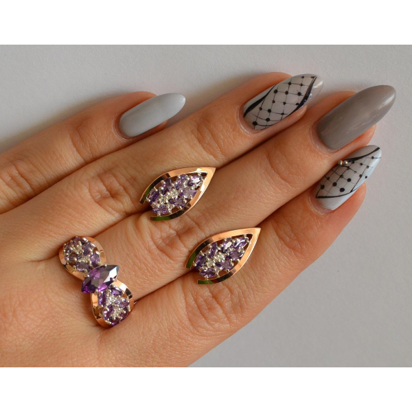 Серебряный набор с золотыми пластинами (172/2)