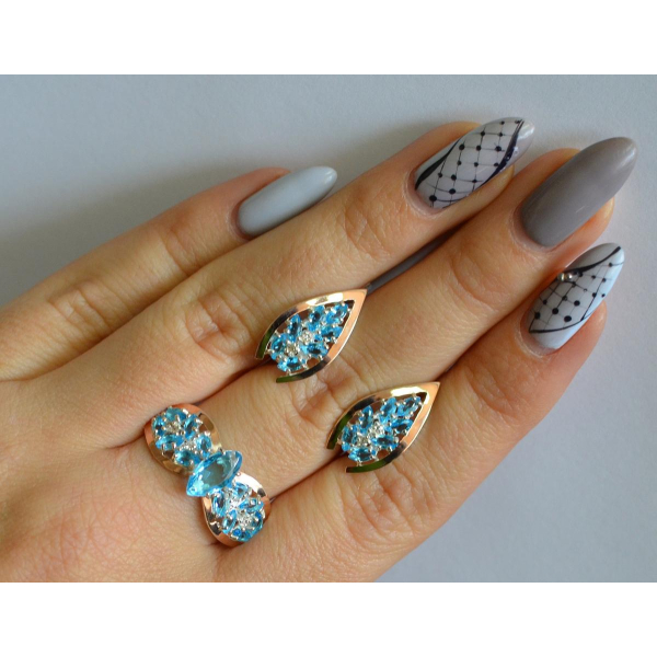 Серебряный набор с золотыми пластинами (172/2)