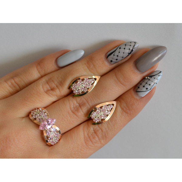 Серебряный набор с золотыми пластинами (172/2)