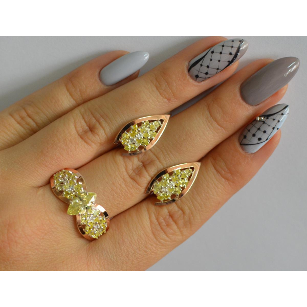 Серебряный набор с золотыми пластинами (172/2)