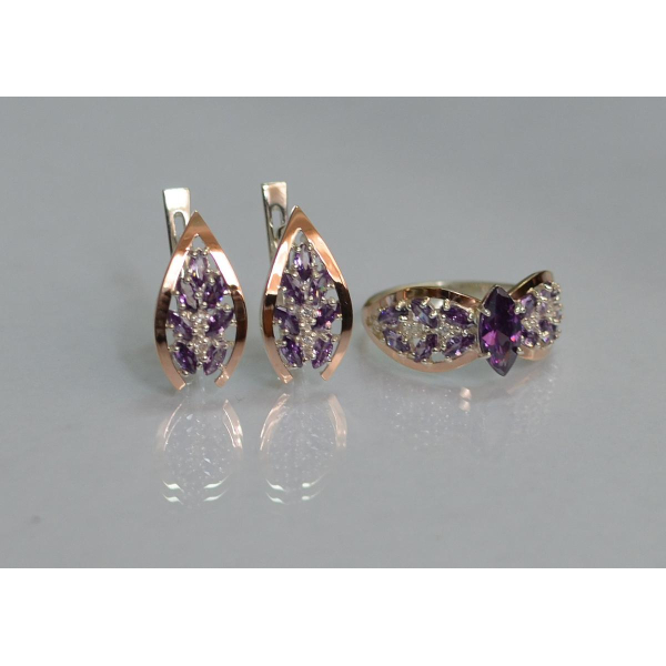 Серебряный набор с золотыми пластинами (172/2)