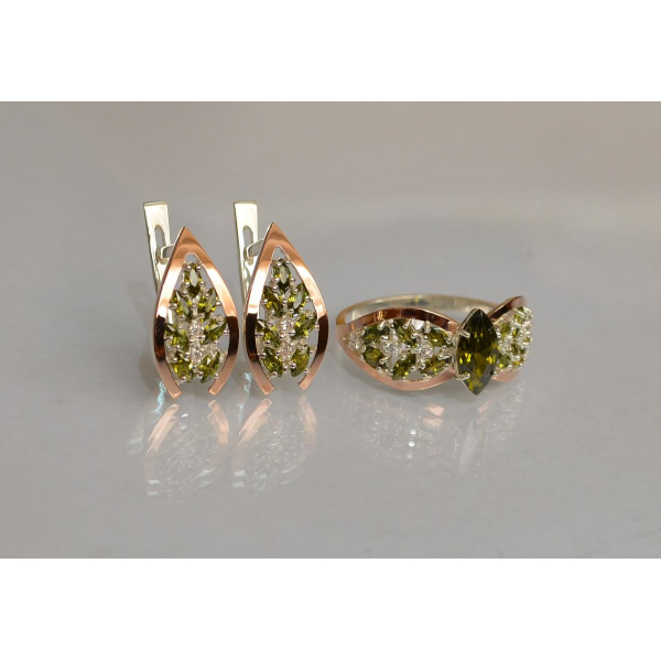 Серебряный набор с золотыми пластинами (172/2)