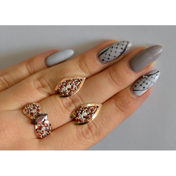 Серебряный набор с золотыми пластинами (172/2)