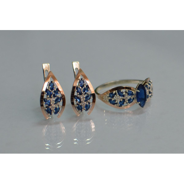 Серебряный набор с золотыми пластинами (172/2)