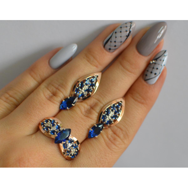 Серебряный набор с золотыми пластинами (172)