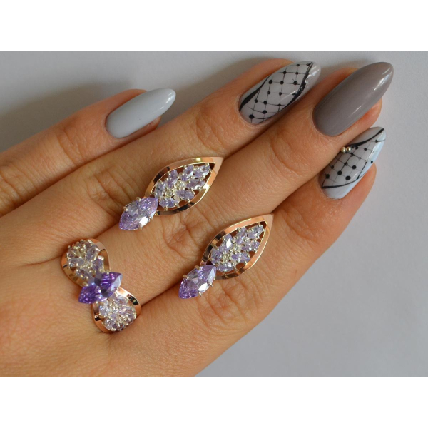 Серебряный набор с золотыми пластинами (172)