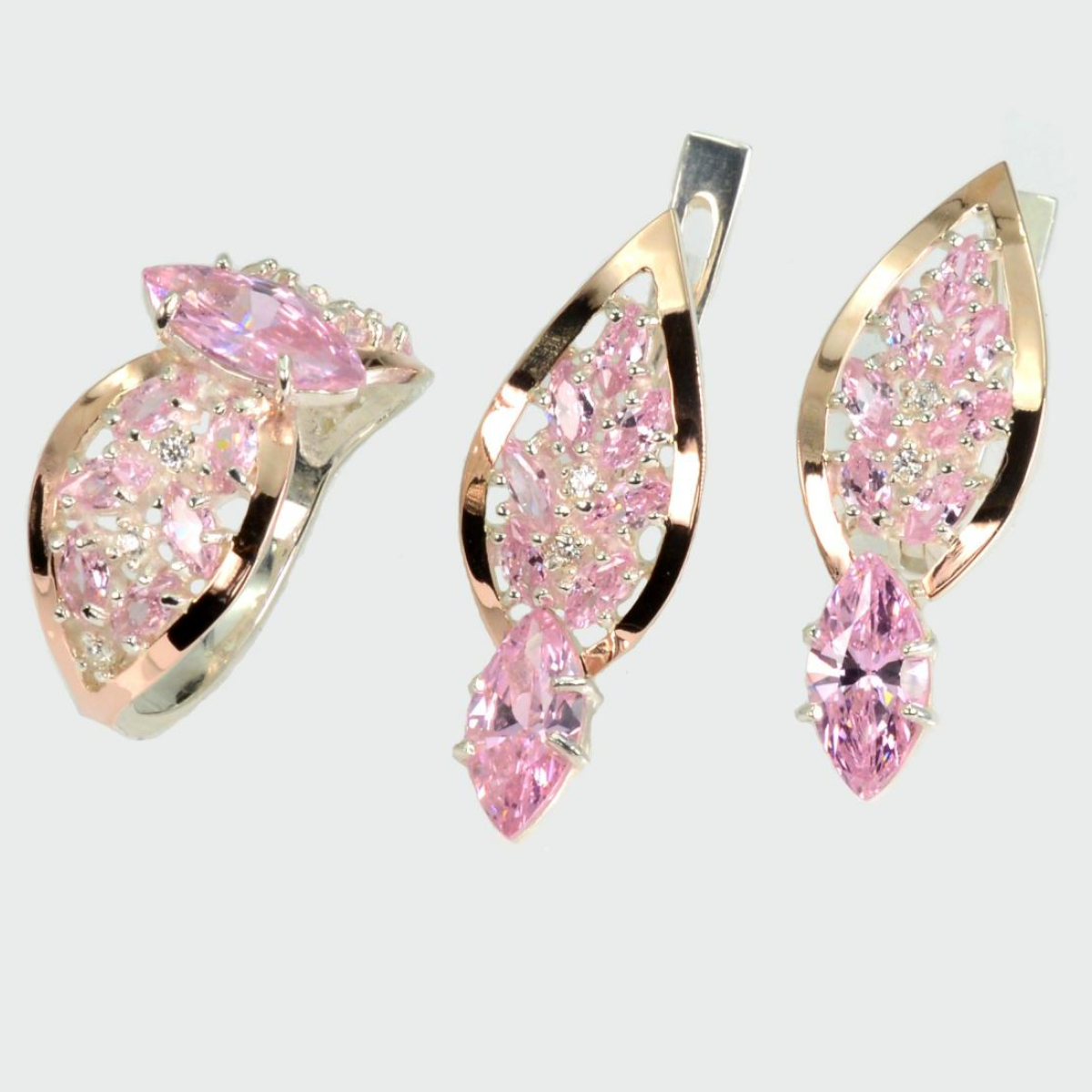 Серебряный набор с золотыми пластинами (172)