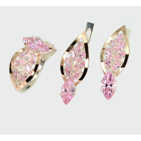 Срібний набір з золотими пластинами