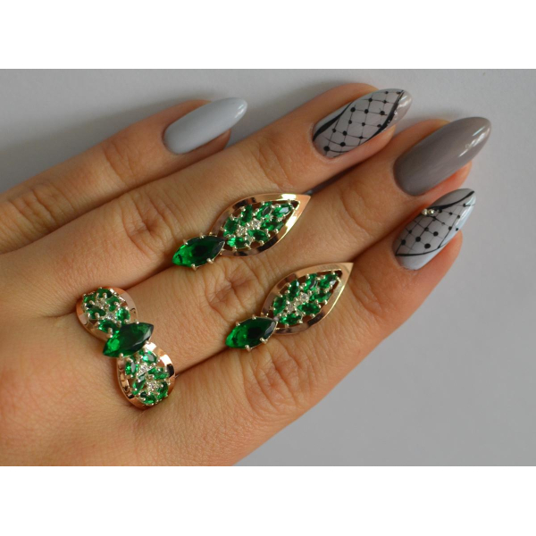 Серебряный набор с золотыми пластинами (172)