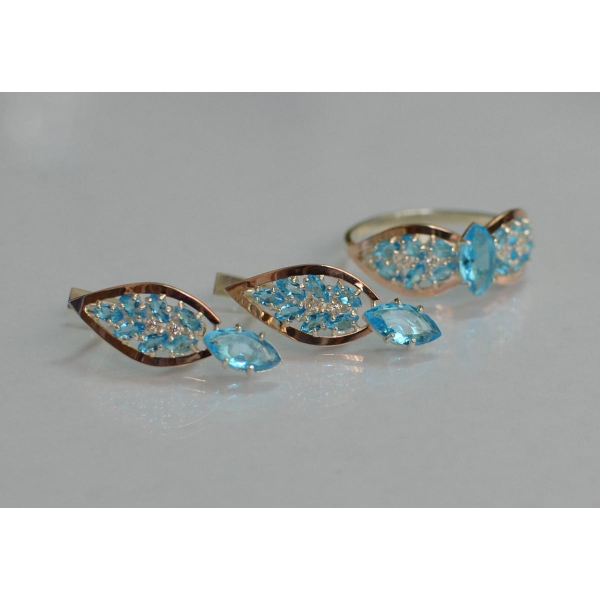 Серебряный набор с золотыми пластинами (172)