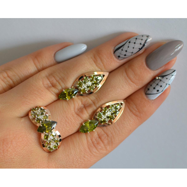 Серебряный набор с золотыми пластинами (172)