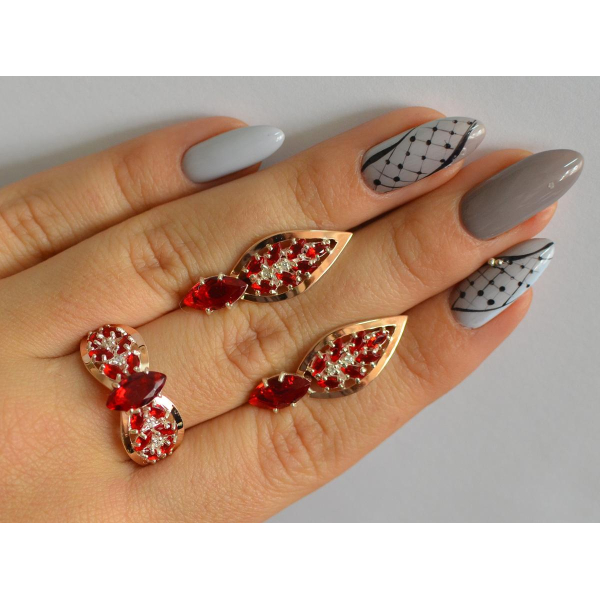 Серебряный набор с золотыми пластинами (172)