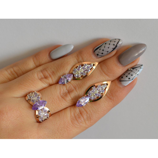 Серебряный набор с золотыми пластинами (172)