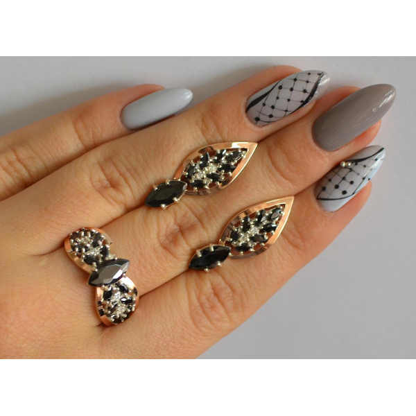 Серебряный набор с золотыми пластинами (172)