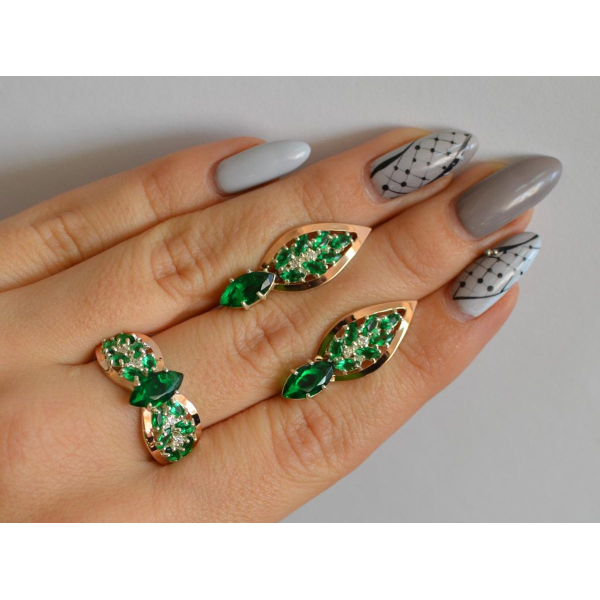 Серебряный набор с золотыми пластинами (172)