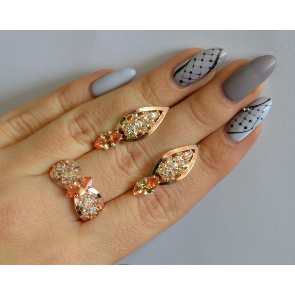 Серебряный набор с золотыми пластинами (172)