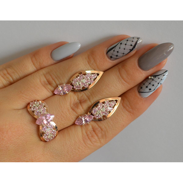 Серебряный набор с золотыми пластинами (172)