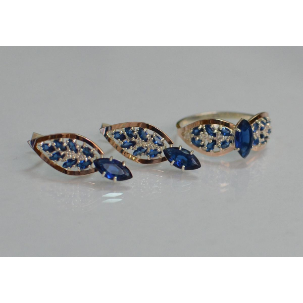 Серебряный набор с золотыми пластинами (172)